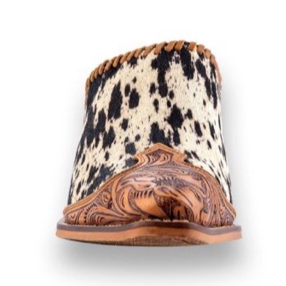 Myra West Street Booties Tooled Leather cowhide Memory Foam Hair On Hide Western - Picture 7 of 8
